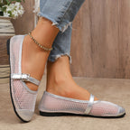 Damen Slip-On Ballerinas mit atmungsaktivem Netzdesign und elegantem Riemen R&B