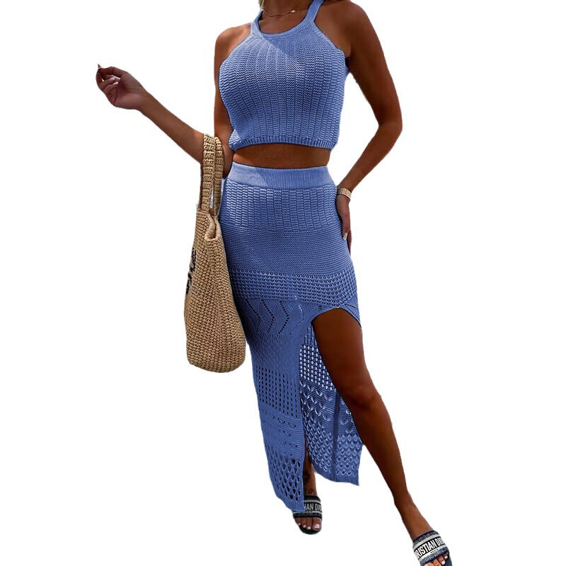 Damen luftiges gestricktes Deux-Pièces-Set R&B