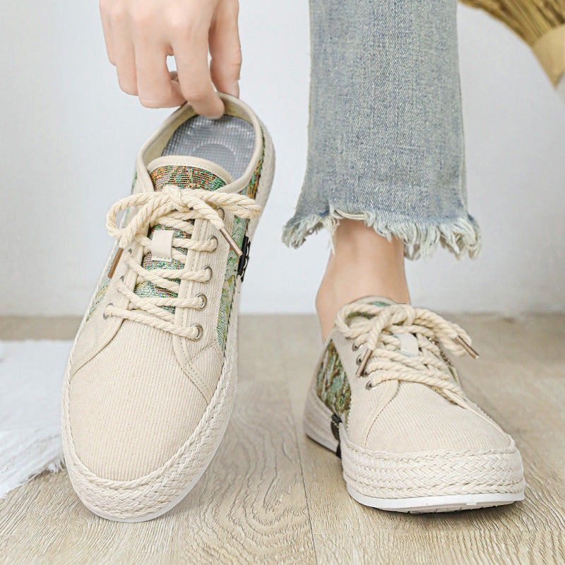 Damen Modische Espadrilles mit trendy Camouflage-Design und elastischem Einschlupf
