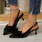 Damen Slingback-Pumps mit elegantem Schleifendesign und komfortablem Blockabsatz R&B