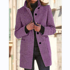 Damen Wollmantel mit eleganter Knopfdetail und praktischen Taschen