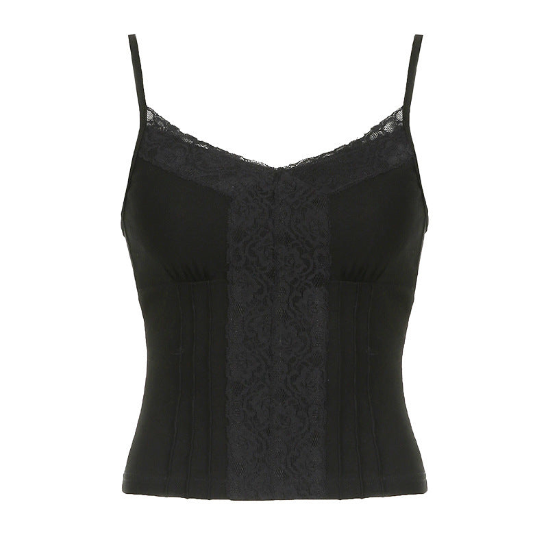 Damen Spaghetti-Trägertop mit romantischem Spitzenbesatz und taillierter Silhouette R&B