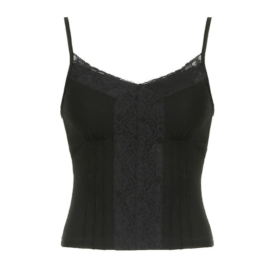 Damen Spaghetti-Trägertop mit romantischem Spitzenbesatz und taillierter Silhouette R&B