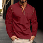 Herren Langarmhemd mit strukturiertem Kragen und modischem Taschen-Design R&B
