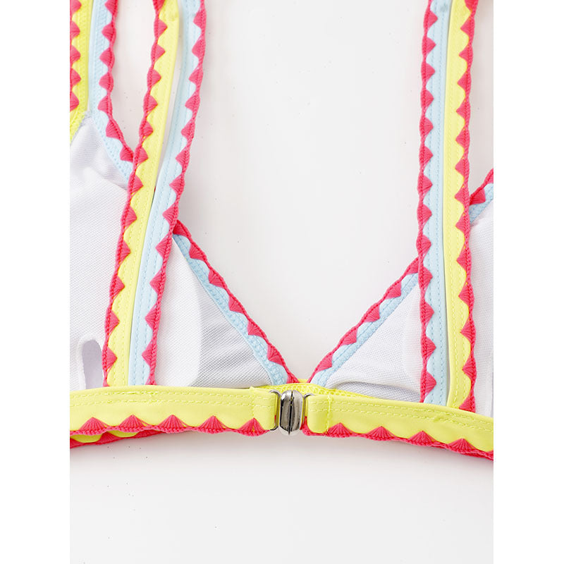 Damen Triangel-Bikini mit buntem Spitzenband R&B
