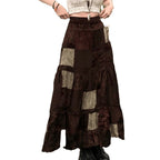 Damen Maxirock mit floralen Patchwork-Mustern und voluminösem Saum R&B