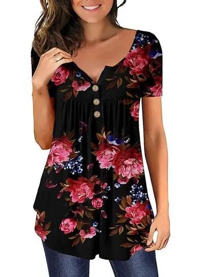 Damen Tunika Damen U-Ausschnitt Print