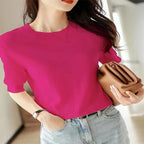 Damen eleganter Kurzarmpullover mit feiner Maschenstruktur und lässigem Schnitt R&B