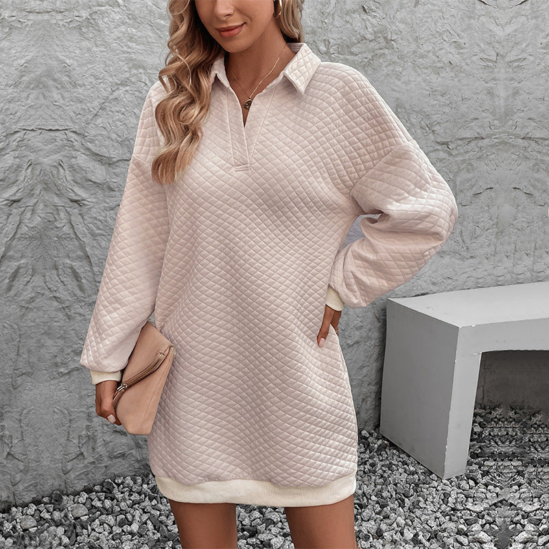 Damen Sweatkleid mit modernem Stehkragen und strukturiertem Design R&B