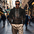 Herren Kapuzenpullover mit auffälligem Tiermotiv und praktischem Design R&B