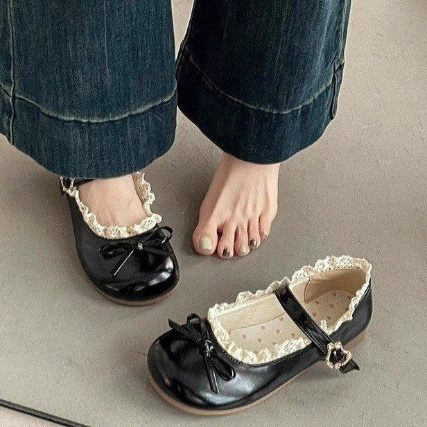 Damen Mary Jane Schuhe mit Rüschendetail und komfortablem Innenfutter R&B