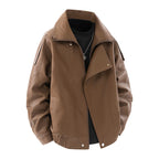 Damen modische Kunstlederjacke mit hohem Kragen und praktischen Seitentaschen R&B