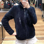 Damen gemütliche Fleecejacke mit hohem Kragen und praktischem Reißverschluss R&B