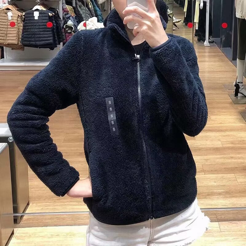 Damen gemütliche Fleecejacke mit hohem Kragen und praktischem Reißverschluss R&B
