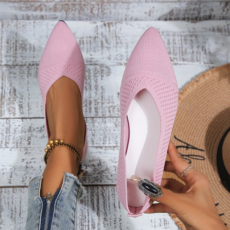 Damen spitze Ballerinas aus atmungsaktivem Strickmaterial mit elegantem Akzent R&B