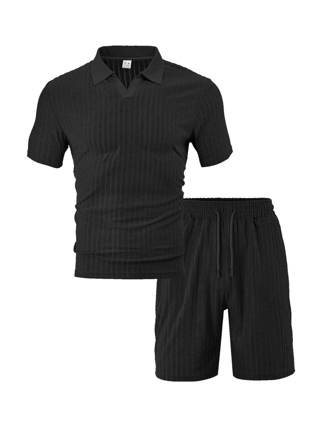 Herren Freizeit-Set aus strukturiertem Baumwollmix mit modischem V-Ausschnitt und elastischem Bund R&B
