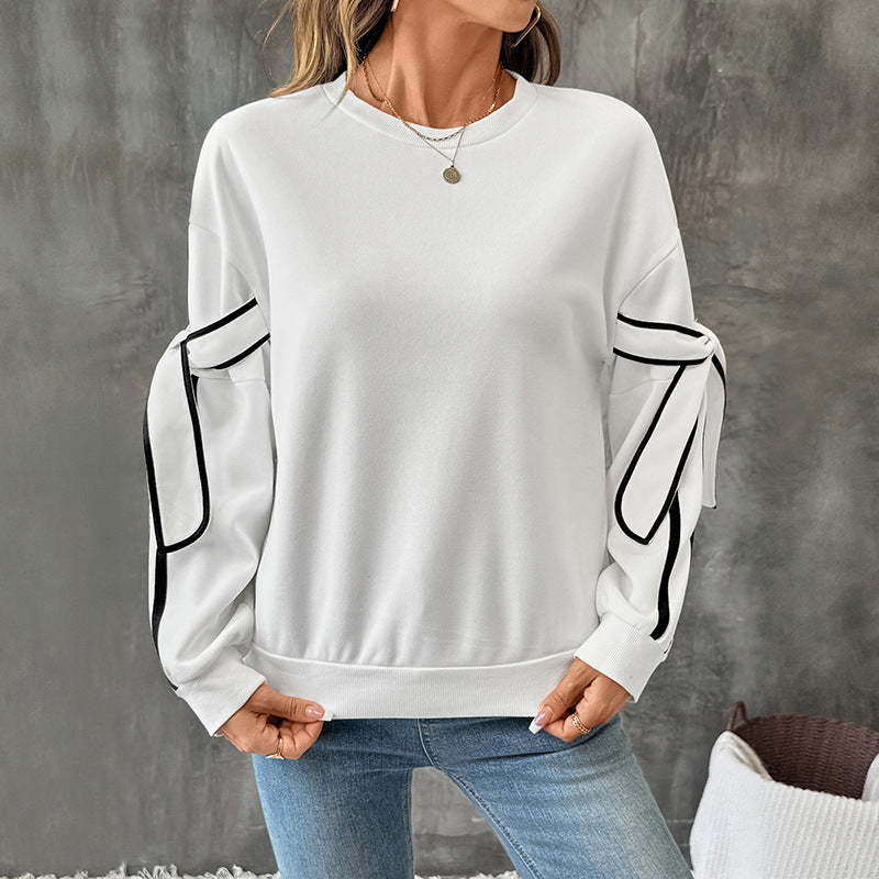 Damen sportliches Sweatshirt mit kontrastierenden Ärmeldetails R&B