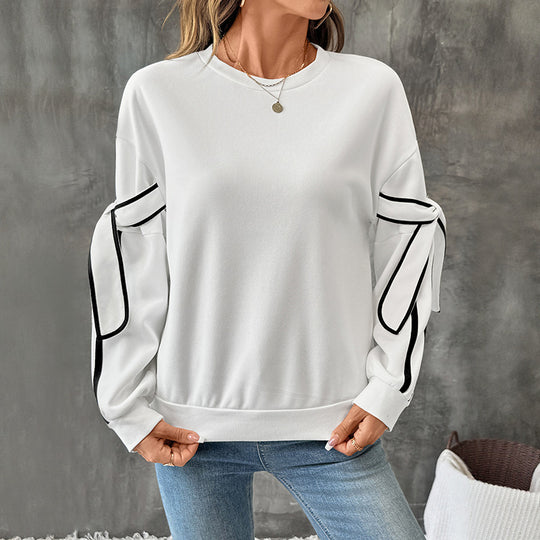 Damen sportliches Sweatshirt mit kontrastierenden Ärmeldetails R&B