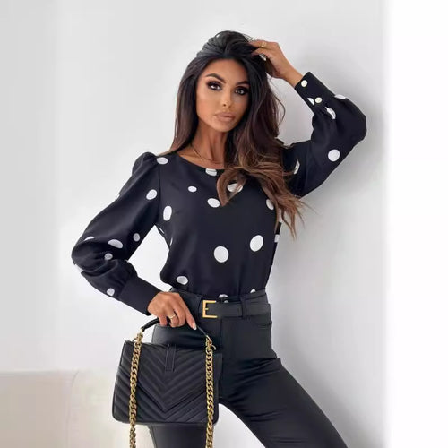 Damen Bluse mit Polka-Dots und elegantem Schnitt R&B