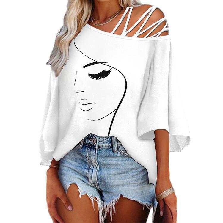 Damen Asymmetrisches Oberteil mit grafischem Design R&B