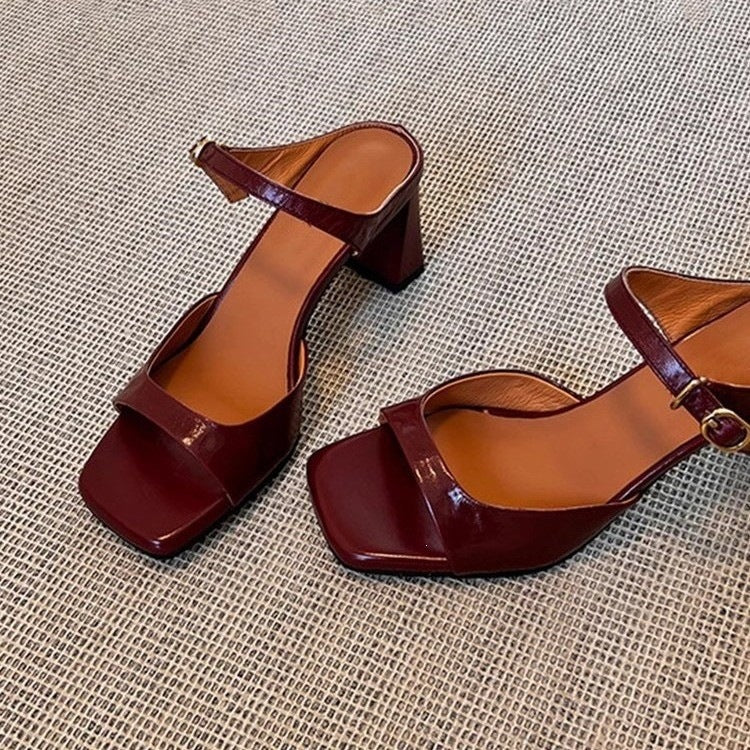 Damen Slingback Sandalen mit modischem Blockabsatz und elegantem Riemendesign