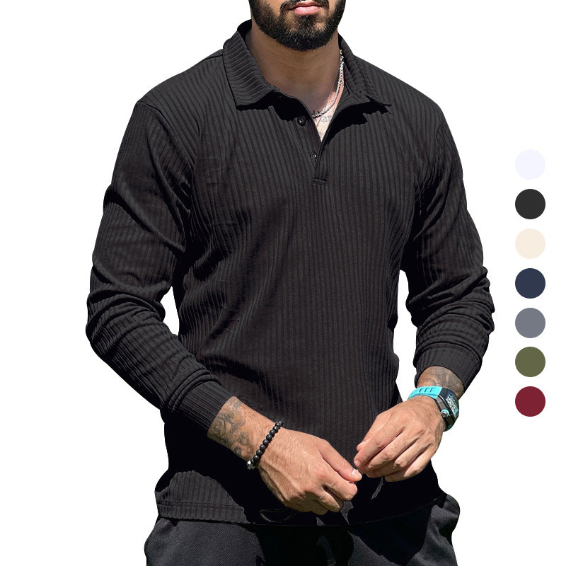 Herren langer Strickpullover mit strukturiertem Design und Knopfleiste R&B