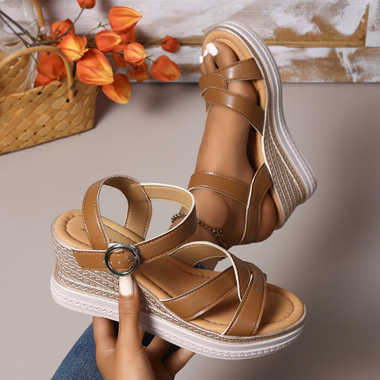 Damen Wedge-Sandalen mit modischem Riemchendesign und bequemer Sohle R&B