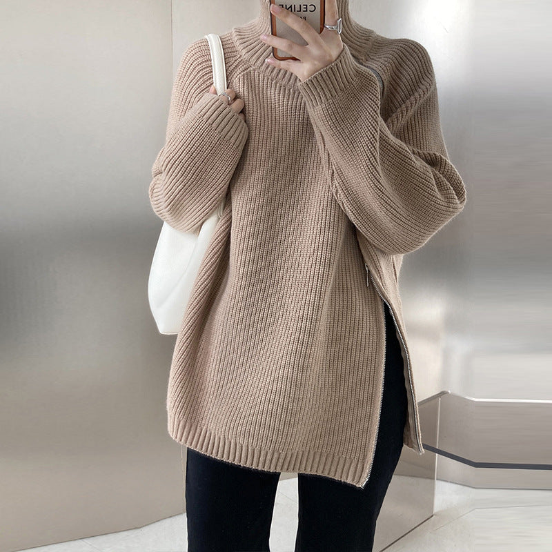 Damen Flair Pullover mit asymmetrischem Schnitt und Stehkragen