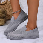 Damen Slip-On Sneakers mit atmungsaktivem Strickoberteil und flexiblem Sohlenprofil R&B