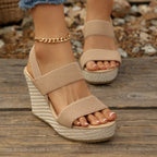 Damen Wedge-Sandalen mit elastischen Riemen und modischem Plateau R&B