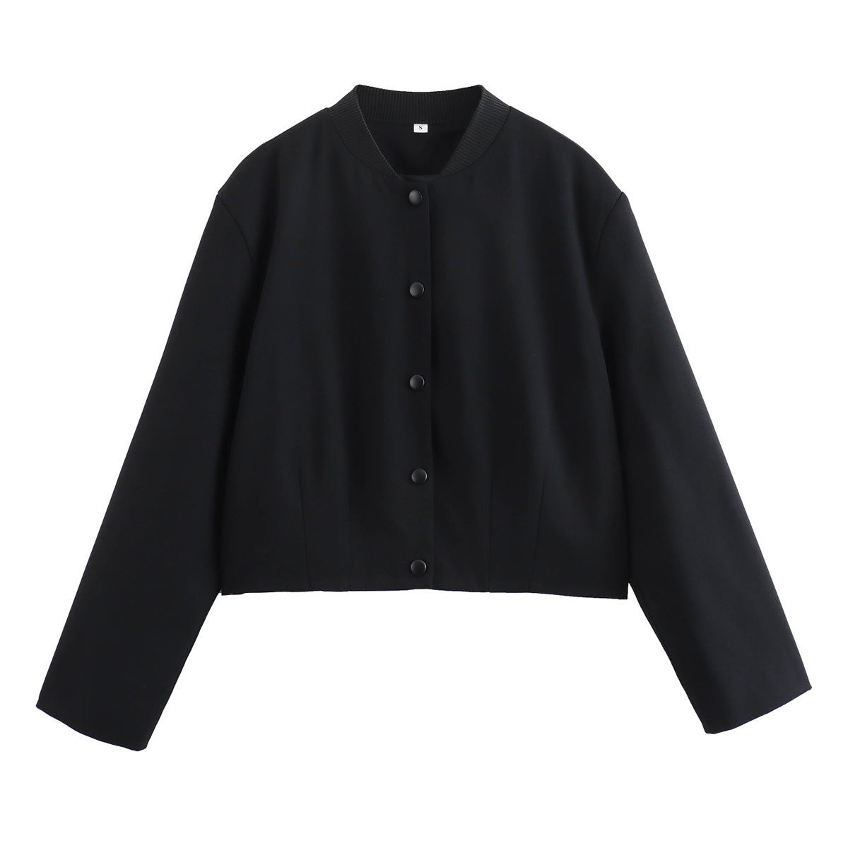 Damen modische Cropped-Jacke mit Knopfverschluss und elastischem Ausschnitt