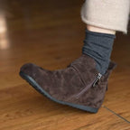 Damen Stylish Mokassins mit seitlichem Reißverschluss und bequemer Sohle R&B