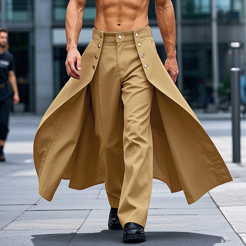 Damen nan taillenhoher ausgestellter Midi-Wickelrock mit innerer Culotte und Zierknopfleiste R&B