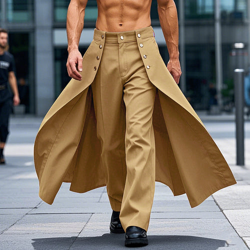 Damen nan taillenhoher ausgestellter Midi-Wickelrock mit innerer Culotte und Zierknopfleiste R&B
