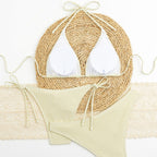 Damen Triangel-Bikini-Set mit verstellbaren Trägern und klassischem Karomuster R&B