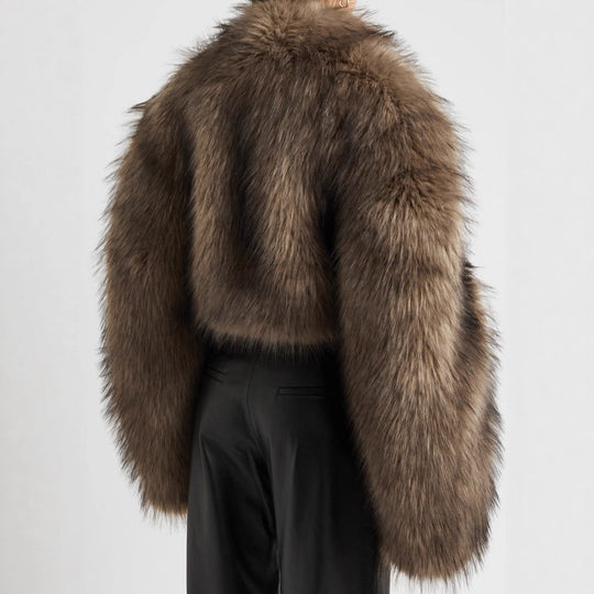 Damen luxuriöser Kunstpelz-Cropped-Bolero R&B