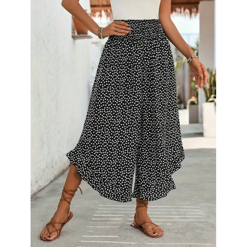 Damen Freizeithose mit weitem Bein und modernem Polka-Dot-Muster R&B