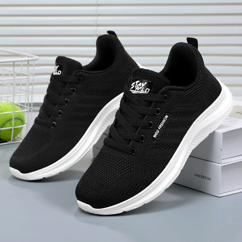 Damen nan gestrickter Schnür-Sneaker mit 3D-Strickobermaterial, verstärkter Zehenkappe und reaktiver EVA-Dämpfung R&B