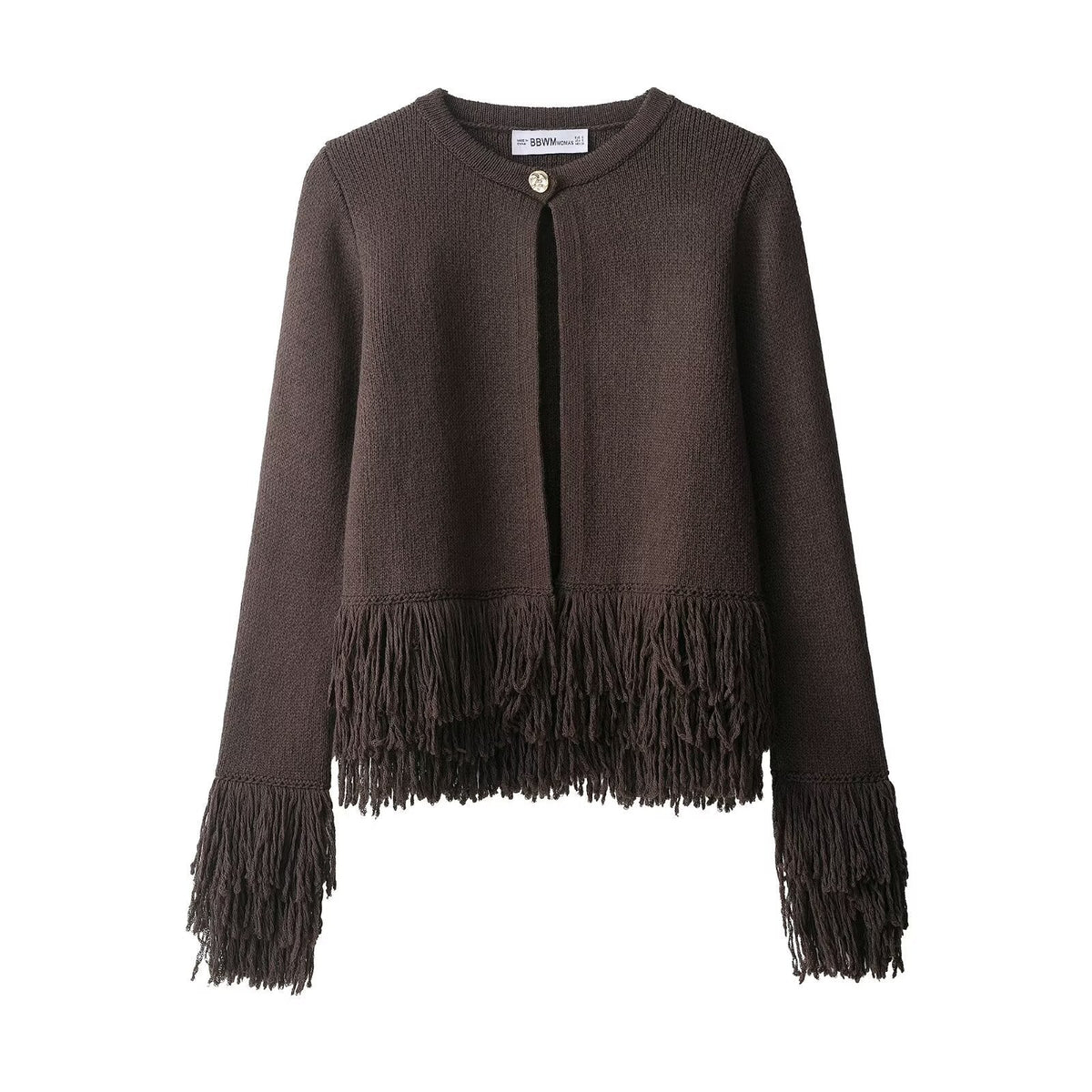 Damen trendige Fransenstrickjacke R&B