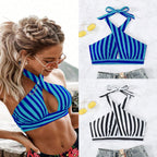 Damen Triangel-Bikinioberteil mit durchdachtem Wickeldesign und elegantem Streifenmuster R&B