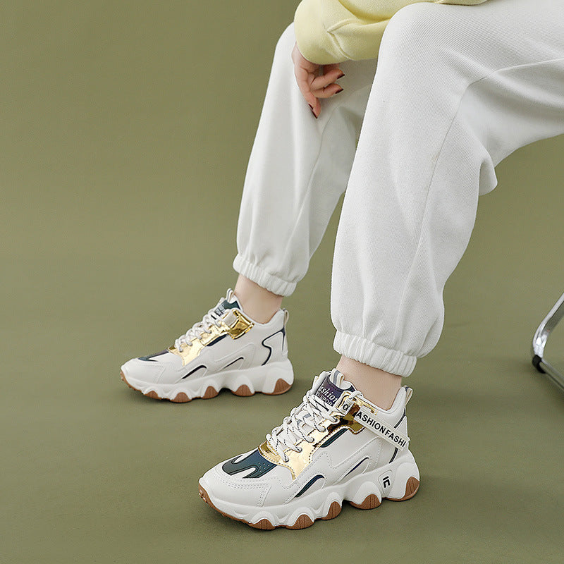 Damen sportliche Sneakers mit modischem Metallic-Design und dämpfender Sohle R&B