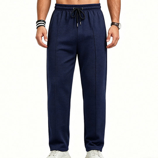 Herren nan gerade geschnittene Relaxhose mit dekorativer Mittelnaht, elastischem Tunnelzugbund und seitlichen Eingrifftaschen R&B