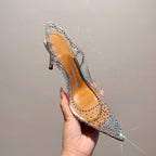 Damen High Heel Schuhe mit transparentem Riemendesign und funkelnden Strassakzenten R&B
