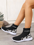 Damen modische Sockensneaker mit animalischem Muster und elastischem Obermaterial R&B
