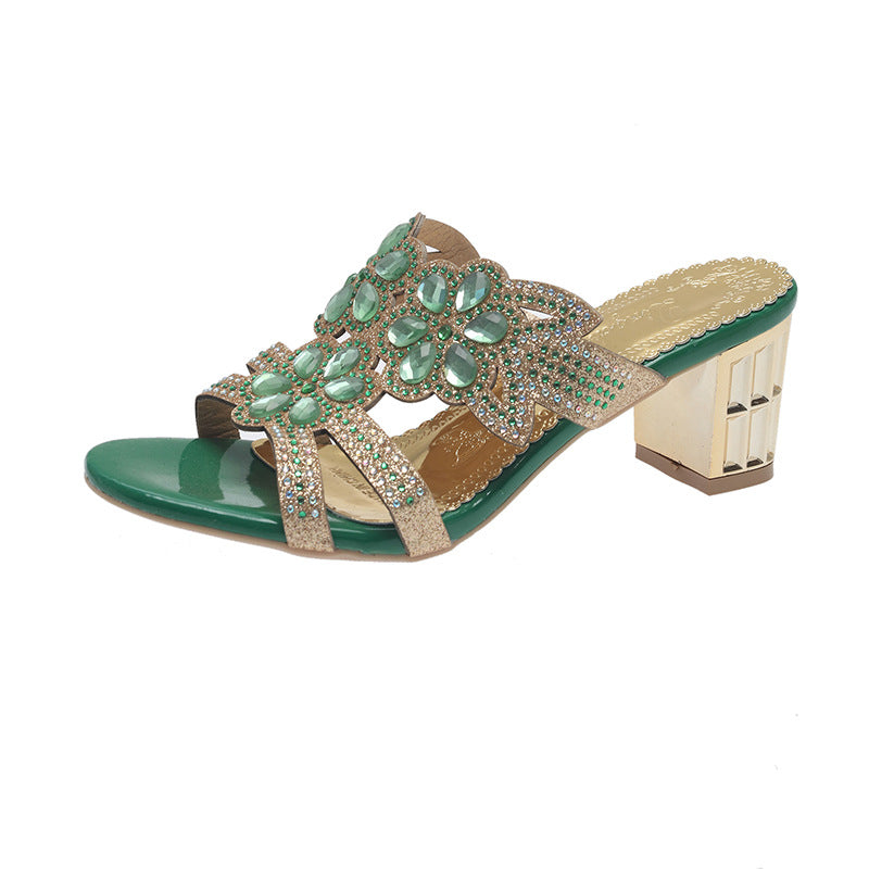 Damen elegante Sandaletten mit floralem Schmuckdesign R&B