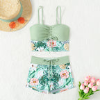 Damen Bikini-Set mit Raffung und edlem Blumendruck R&B