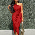Damen Elegantes Wickelkleid mit asymmetrischem Schnitt und Taillengürtel R&B