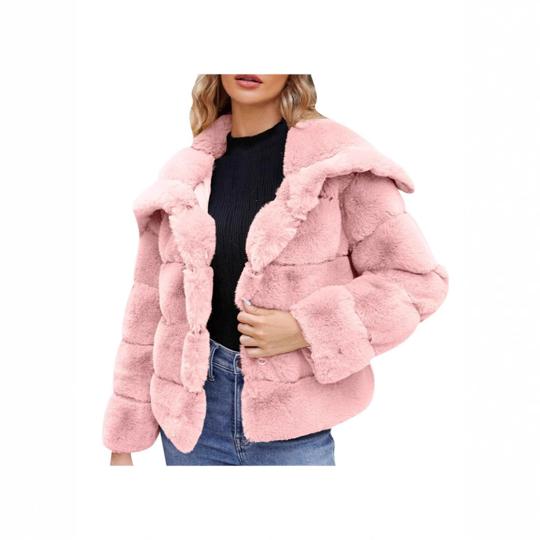 Damen Trendige Puffjacke mit weich gefüttertem Kunstfell R&B