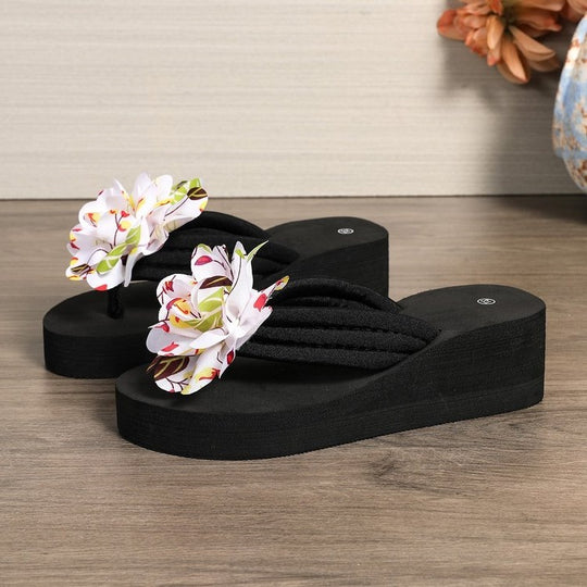 Damen Plateau-Sandalen mit floralem Design und komfortablem Fußbett R&B