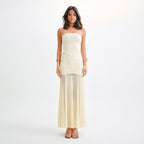 Damen Maxi-Rockkleid mit verführerischem Überwurf und elegantem Rüschendesign R&B